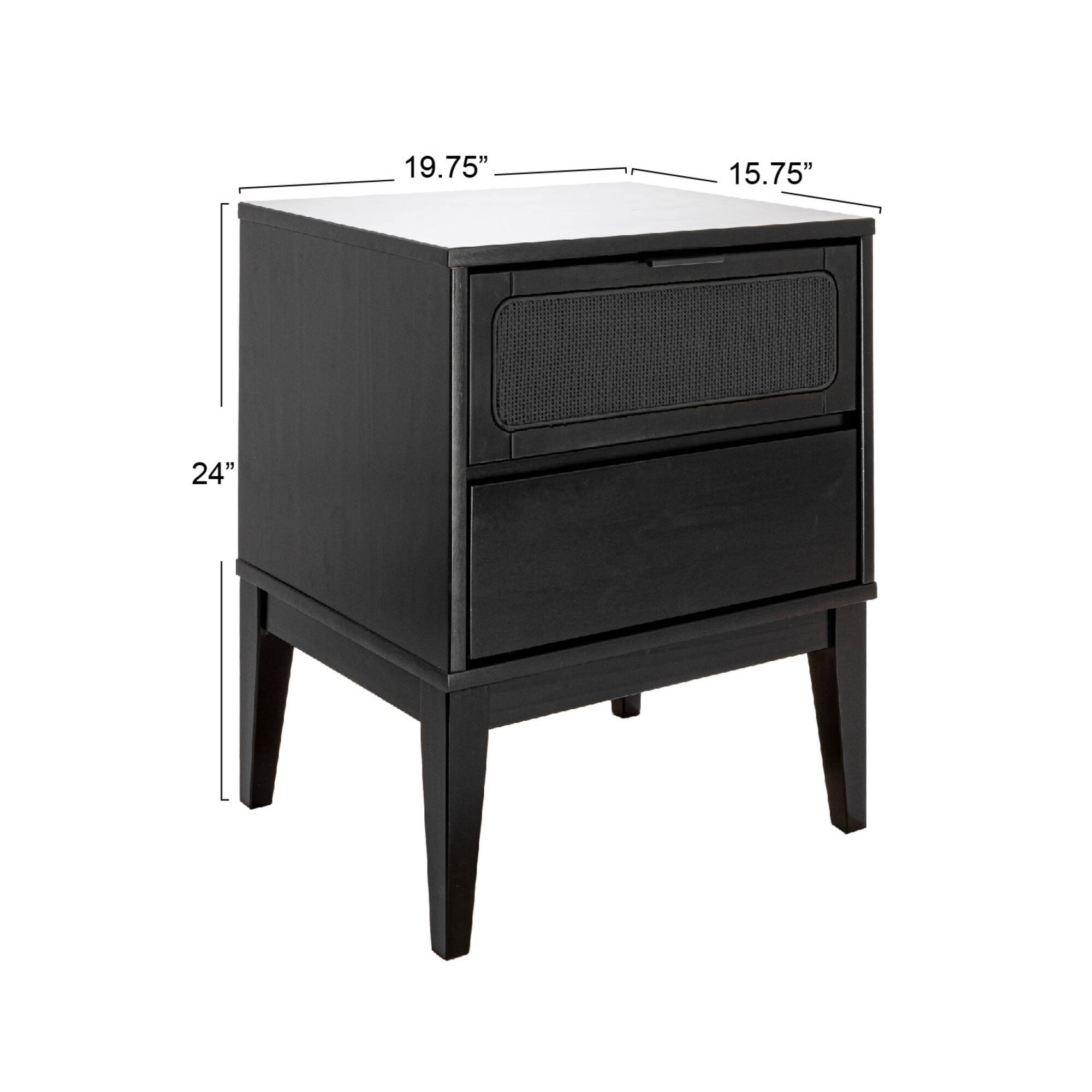 Hello Honey® Crawford 24" Nightstand with Storage Drawers and Natural Woven Cane Detail